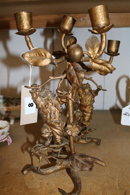 Pair of gilt figural candlesticks